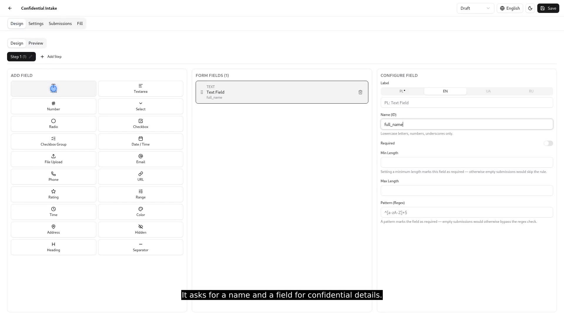 Forms, public to private